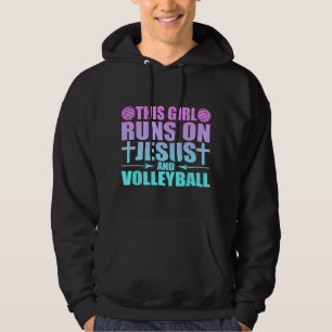 Veste À Capuche Cette Fille Court Sur Jésus Et Volleyball Cadeau