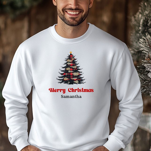 Veste À Capuche Chandail de vacances d'arbre à carreaux confortabl (Snug Plaid Tree Holiday Sweatshirt Winter Gift Idea)