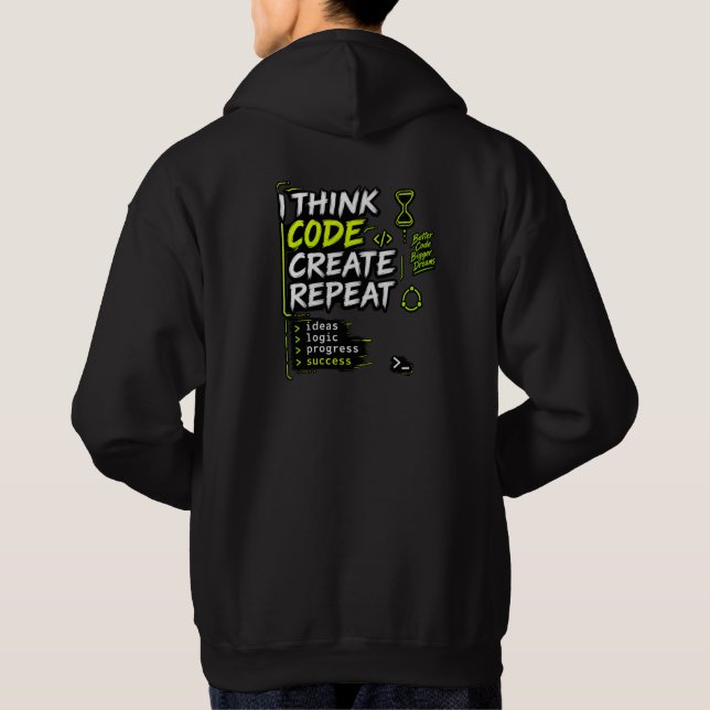 Veste À Capuche Chandail Think Code Create Repeat (Dos)