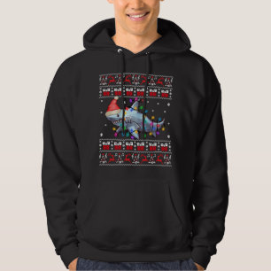 Veste À Capuche Charme de Noël moche requin Jeu de Noël Lumières F