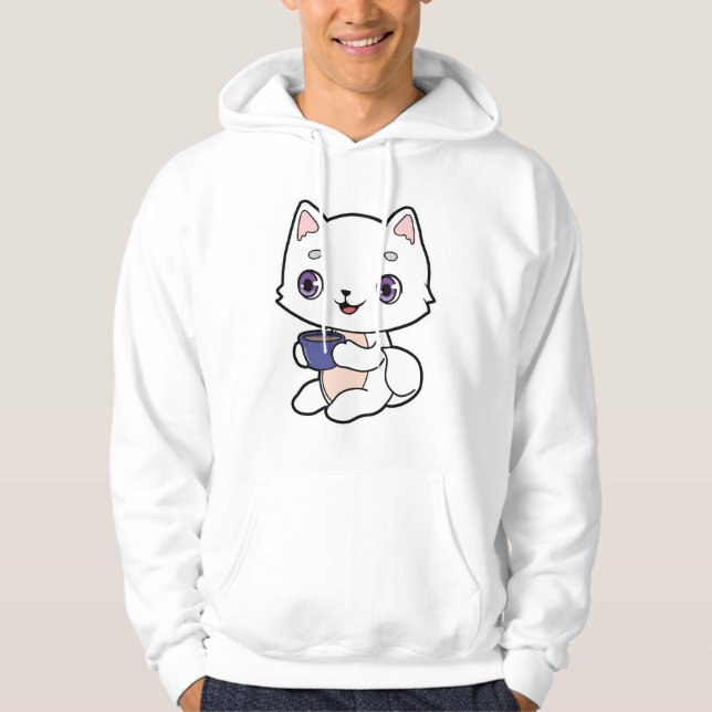 Veste À Capuche Chat avec Coupe de Café (Devant)