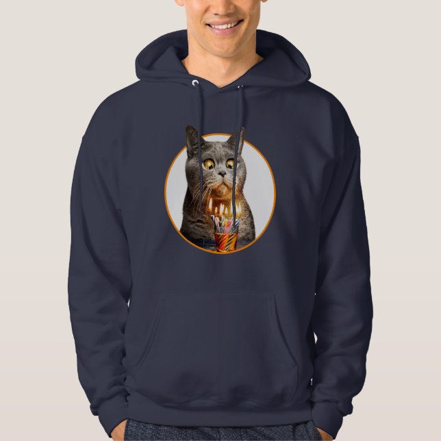 Veste À Capuche Chat avec verre d'anniversaire (Devant)