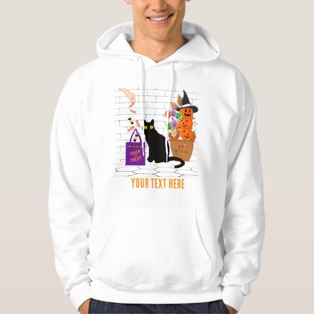 Veste À Capuche chat câblé avec un citrouille dans halloween modif (Devant)