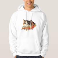 Chat calicot kawaii à motif floral qui regarde par
