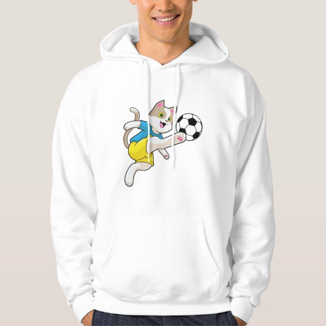 Veste À Capuche Chat comme joueur de football avec balle de footba (Devant)