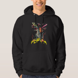 Veste À Capuche Chat de l'espace chevauchant un dinosaure rex yeux