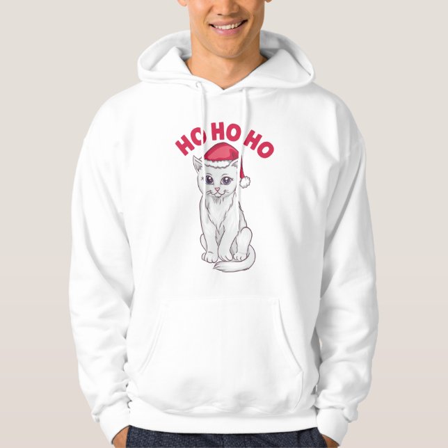Veste À Capuche Chat de Noël Ho Ho (Devant)