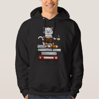 Veste À Capuche Chat Drôle de Chat qui Lit des Livres Café