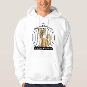Veste À Capuche Chat Drôle Piégé Dans Une Cage À Oiseaux Humour Ar