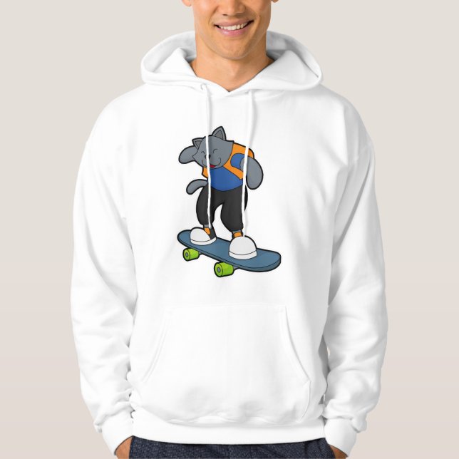 Veste À Capuche Chat en Skateboard avec Skateboard (Devant)