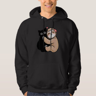 Veste À Capuche Chat mignon Sloth Aime Kitty Adorable Girls Black 