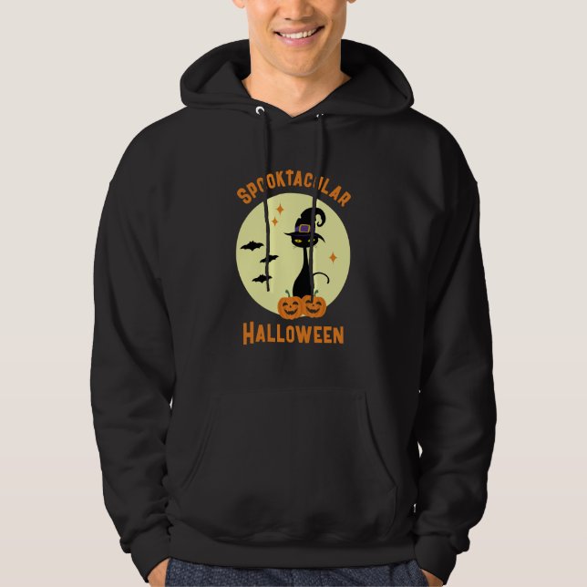 Veste À Capuche Chat noir d'Halloween (Devant)