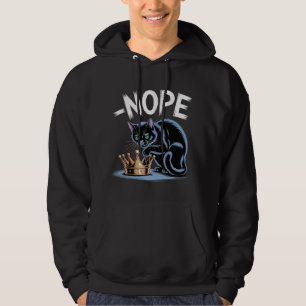 Veste À Capuche Chat noir Sassy avec citation Couronne et "NOPE"