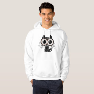 Veste À Capuche Chat noir surréaliste avec grands yeux - Art mysti