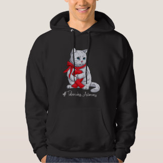 Veste À Capuche Chat Ruban Rouge Mois de Sensibilisation à la Tube