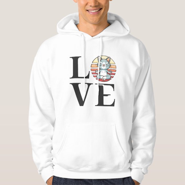 Veste À Capuche Chats d'amour et méditation (Devant)