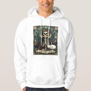 Veste À Capuche Chatte Dame Haloween Squelette Floral Lune Boussol
