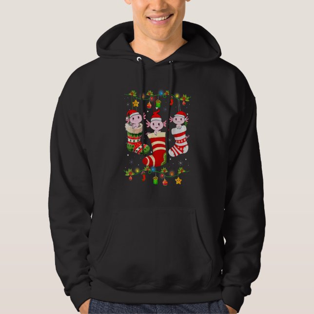 Veste À Capuche Chaussettes Axolotl Noël Lumière Drôle Noël Famill (Devant)