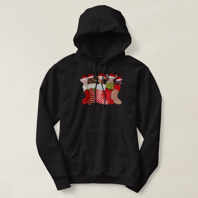Veste À Capuche Chaussettes de Noël Animaux Cheval Vache Chèvre Po (Design devant)