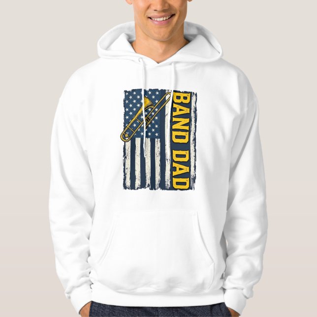 Veste À Capuche Chemise Band Dad Trombone Drapeau Américain Vintag (Devant)