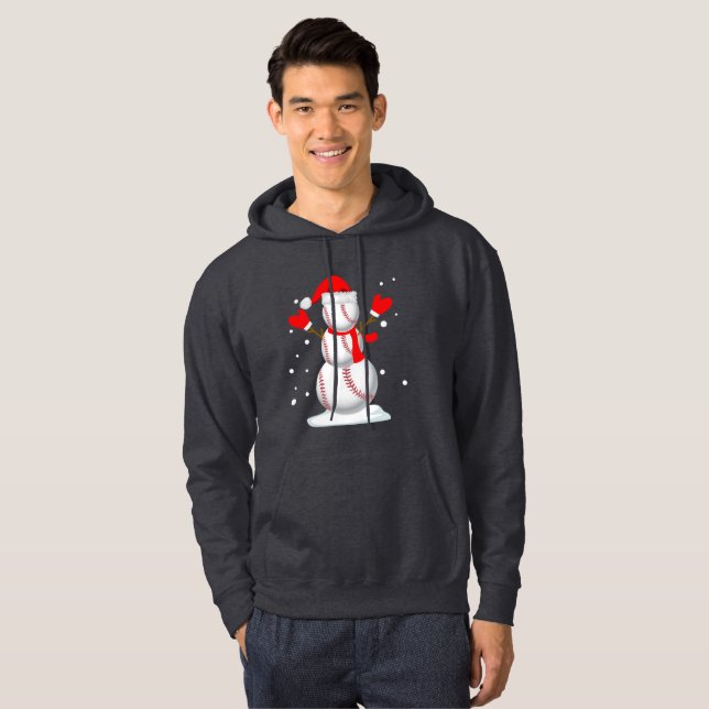 Veste À Capuche Chemise de Noël amusante Baseball Snowman cadeau S (Devant entier)