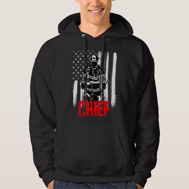 Veste À Capuche Chemise du pompier en chef - pompier avec drapeau (Devant)