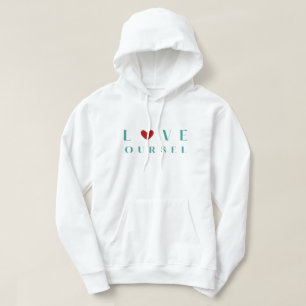 Veste À Capuche Chemise "Love Yourself" minimaliste cœur sarcelle