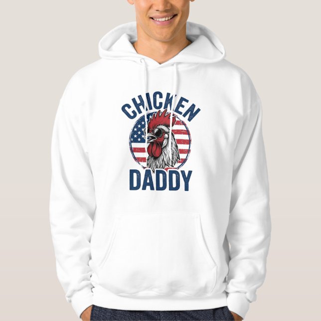 Veste À Capuche Chemise patriotique vintage Coq Papa Poulet Desi (Devant)