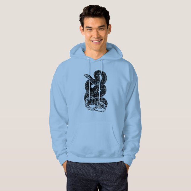 Veste À Capuche Chemise serpent noir et bleu pour hommes (Devant entier)