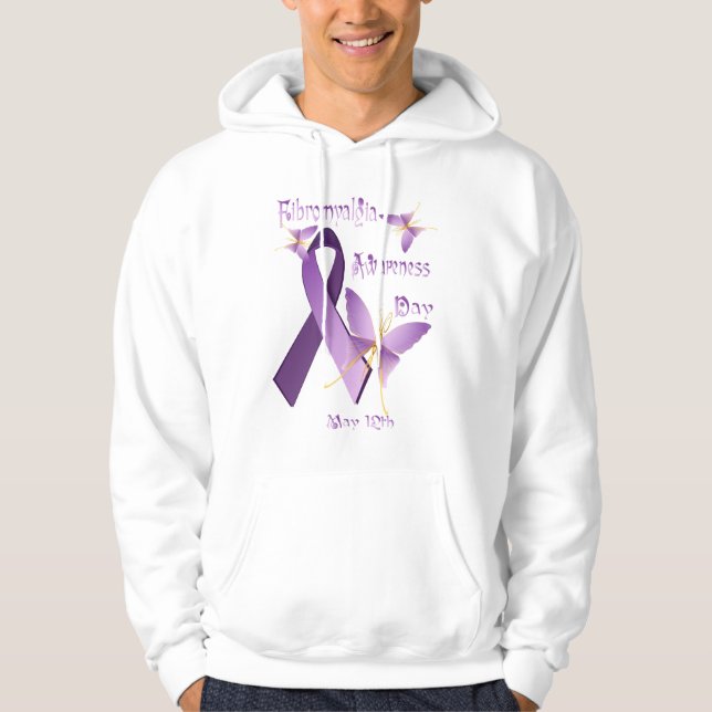 Veste À Capuche Chemises de jour de conscience de fibromyalgie (Devant)