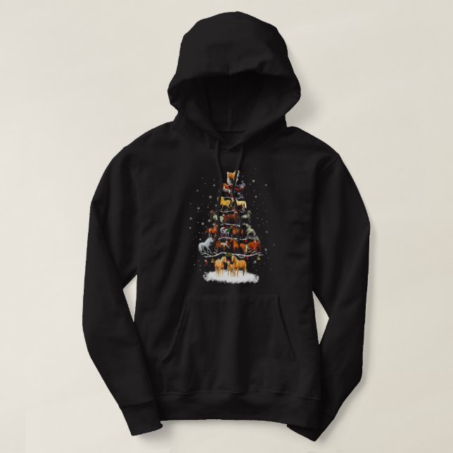 Veste À Capuche Cheval Arbre de Noël Cheval Arbre de Noël d'hiver (Design devant)