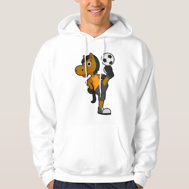 Veste À Capuche Cheval comme joueur de football avec balle de foot (Devant)