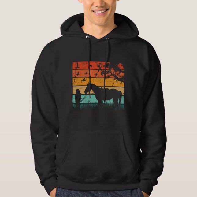 Veste À Capuche Cheval Design Ensemble Au Coucher Du Soleil (Devant)