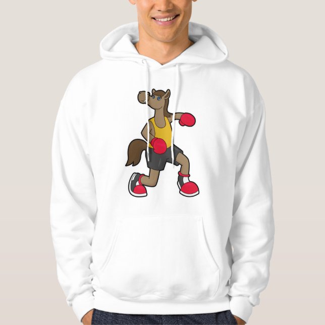 Veste À Capuche Cheval en boîte avec gants de boxe (Devant)
