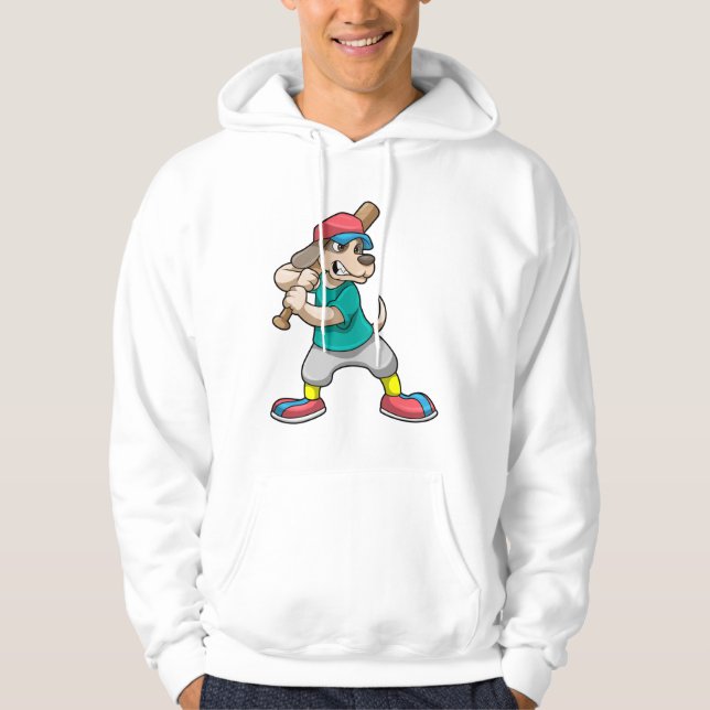 Veste À Capuche Chien au baseball avec batte de baseball (Devant)