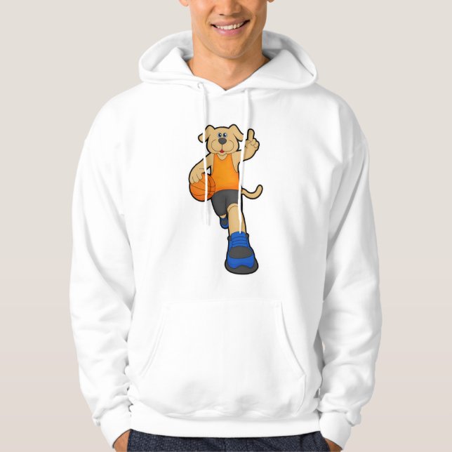 Veste À Capuche Chien comme joueur de basket-ball avec basket-ball (Devant)
