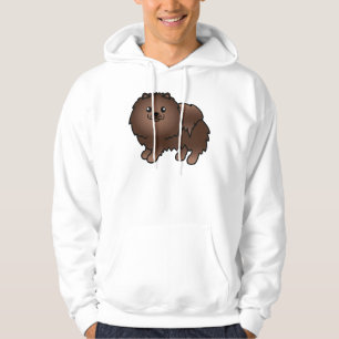 Veste À Capuche Chien de dessin animé mignon Pomeranian Brun