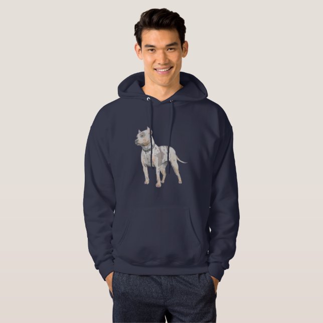 Veste À Capuche Chien de pitbull de croquis d'aquarelle (Devant entier)