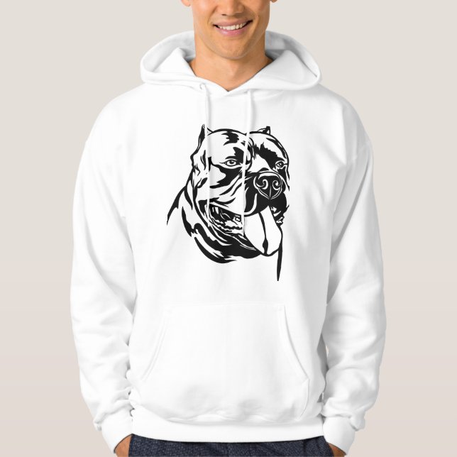 Veste À Capuche Chien de taureau américain, hoody, silhouette noir (Devant)