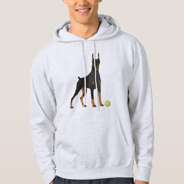 Veste À Capuche Chien Doberman avec une balle verte (Devant)