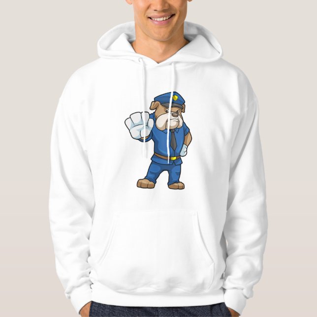 Veste À Capuche Chien en policier avec uniforme de police (Devant)