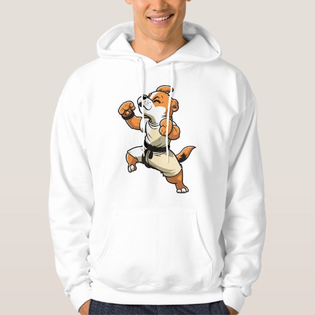 Veste À Capuche Chien Knows Karate transformé (Devant)
