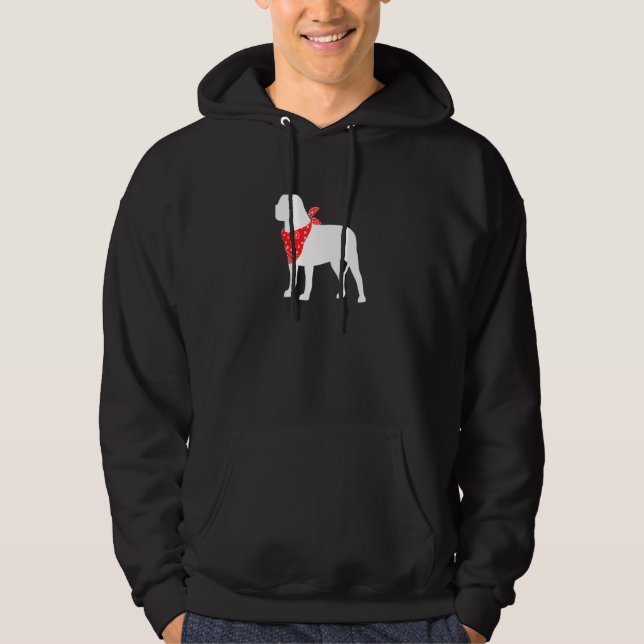 Veste À Capuche Chien mastiff anglais portant le Bandana rouge (Devant)
