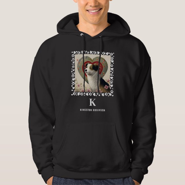 Veste À Capuche Chien Photo Paws Imprime Monogramme & Nom Personna (Devant)
