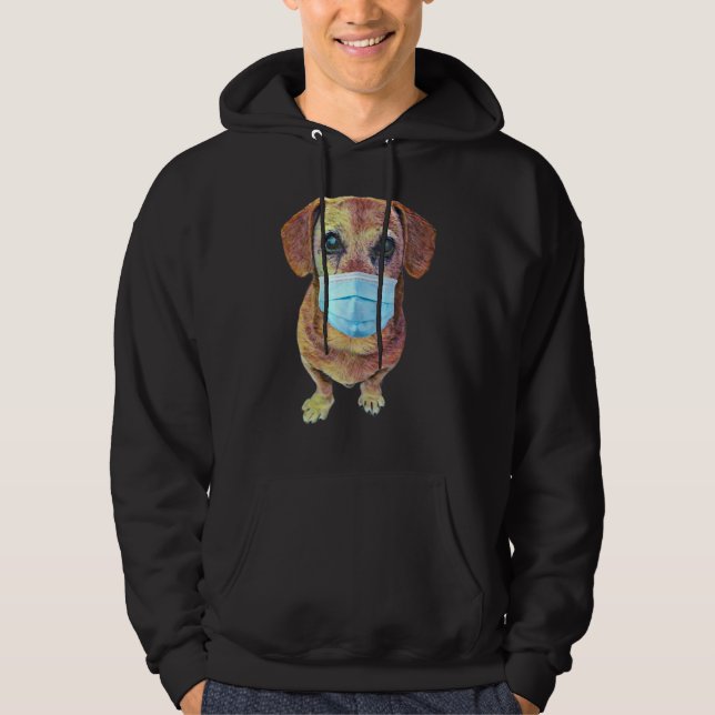 Veste À Capuche Chien Weiner Avec Masque Sur (Devant)