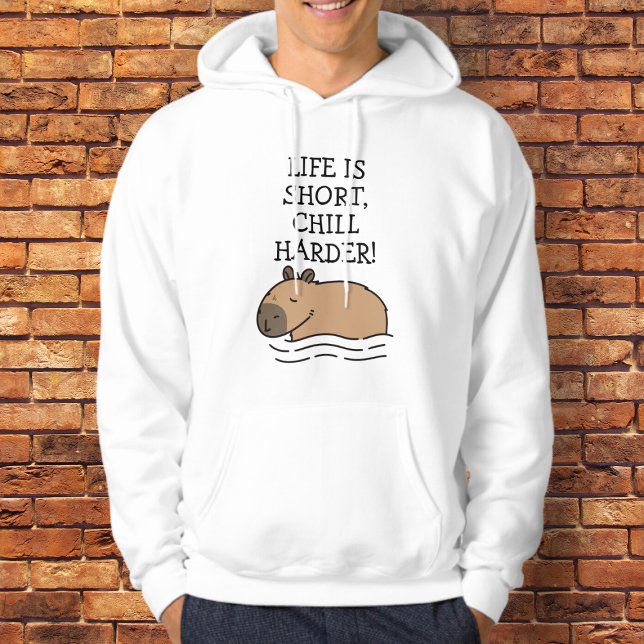 Veste À Capuche Chill Swimming Capybara Drôle Citation Personnalis (Life is short, chill harder! like capybara)