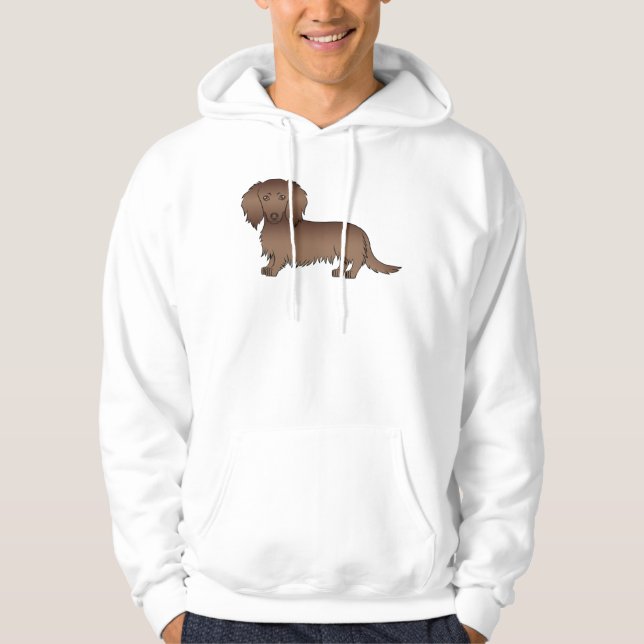 Veste À Capuche Chocolat cheveux longs Dachshund mignon chien de d (Devant)