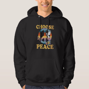 Veste À Capuche Choisissez Peace Sign Hippie Rainbow Retro Flower