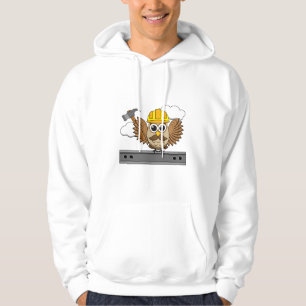 Veste À Capuche Chouette ouvrière de construction mignonne avec de