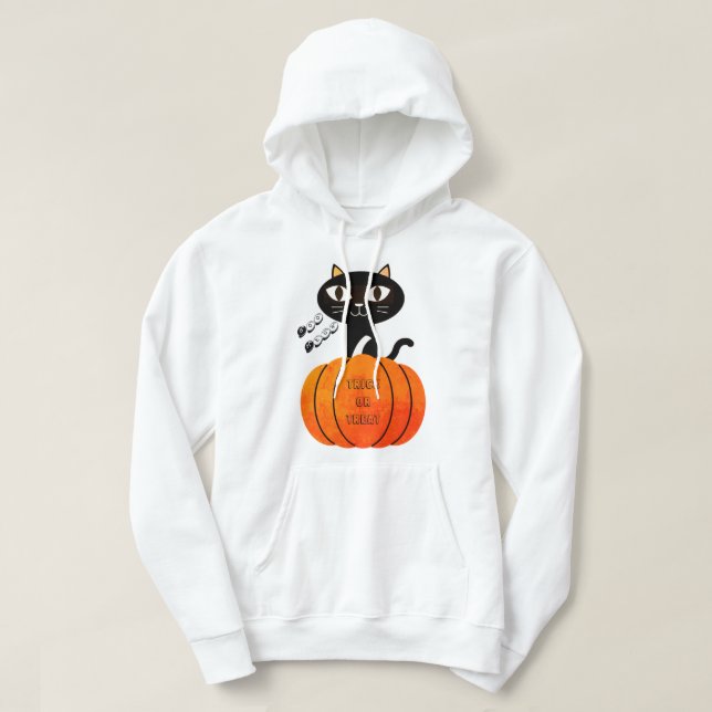 Veste À Capuche Citrouille de chat orange noir Halloween (Design devant)